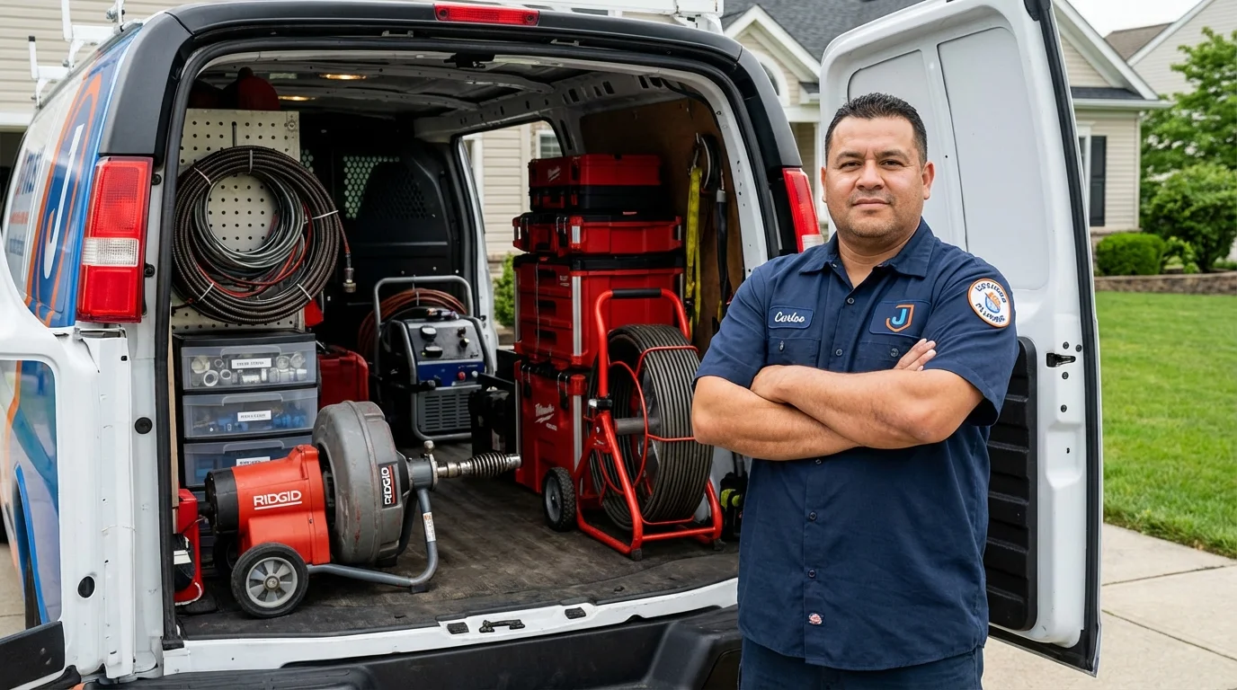 Professional drain cleaning equipment and Johns Plumbing LLC plumber in Dayton