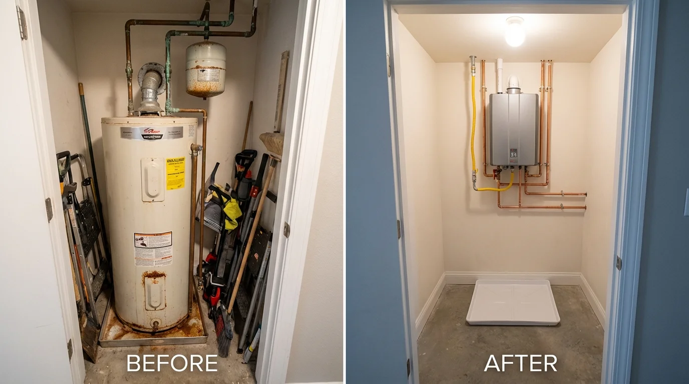 Tank water heater versus wall-mounted tankless unit comparison for Dayton, VA homeowners